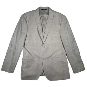 Perry Ellis Blazer Mens 42R Gray Linen Cotton Blend 2-Button Sport Coat Jacket